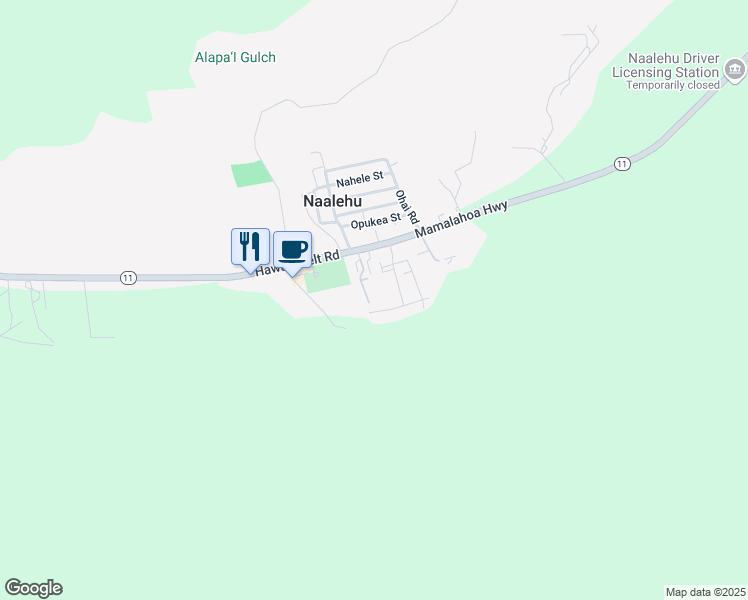map of restaurants, bars, coffee shops, grocery stores, and more near 95-5589 Poha Street in Naalehu
