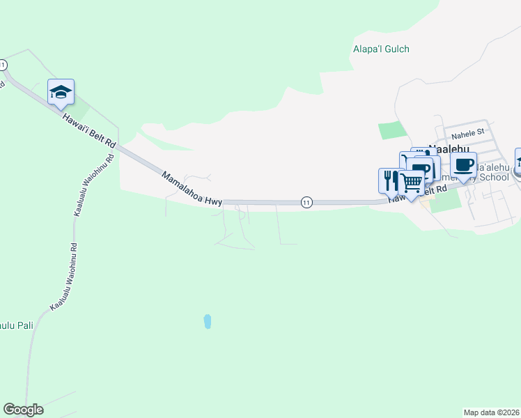 map of restaurants, bars, coffee shops, grocery stores, and more near 95-5801 Mamalahoa Highway in Naalehu