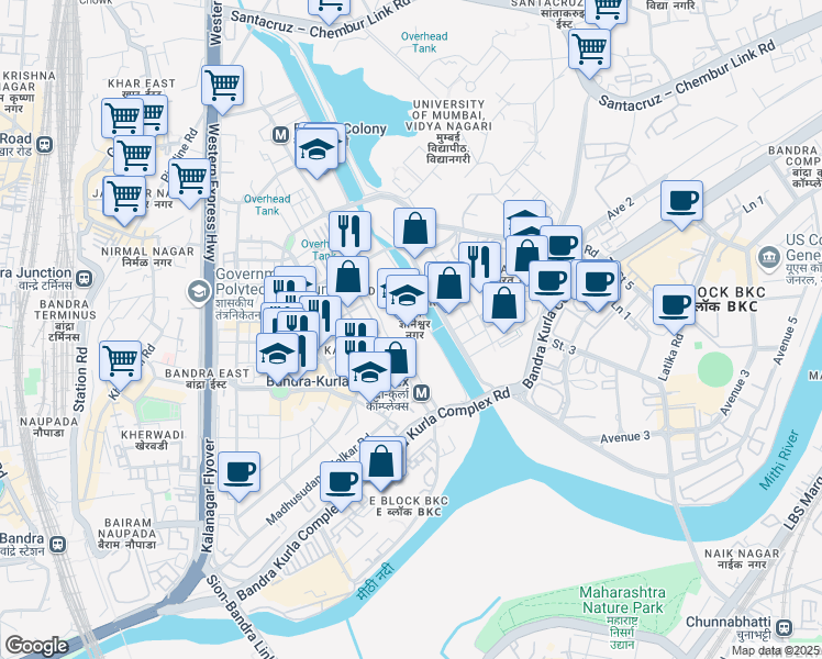 map of restaurants, bars, coffee shops, grocery stores, and more near in Mumbai