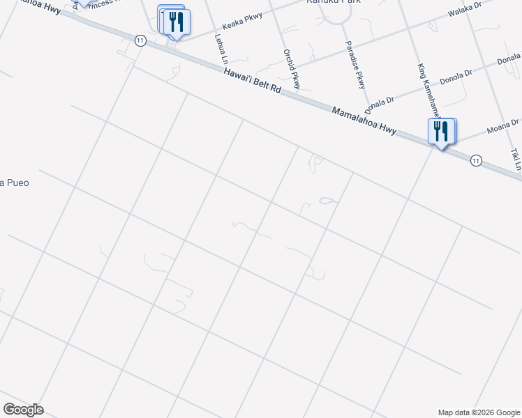 map of restaurants, bars, coffee shops, grocery stores, and more near 92-1253 Alii Boulevard in Ocean View