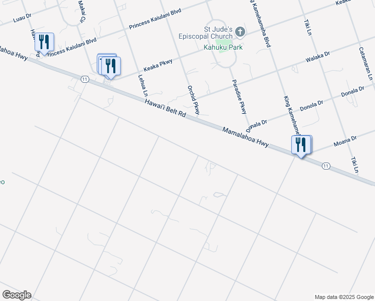 map of restaurants, bars, coffee shops, grocery stores, and more near 92-8540 Maile Drive in Captain Cook