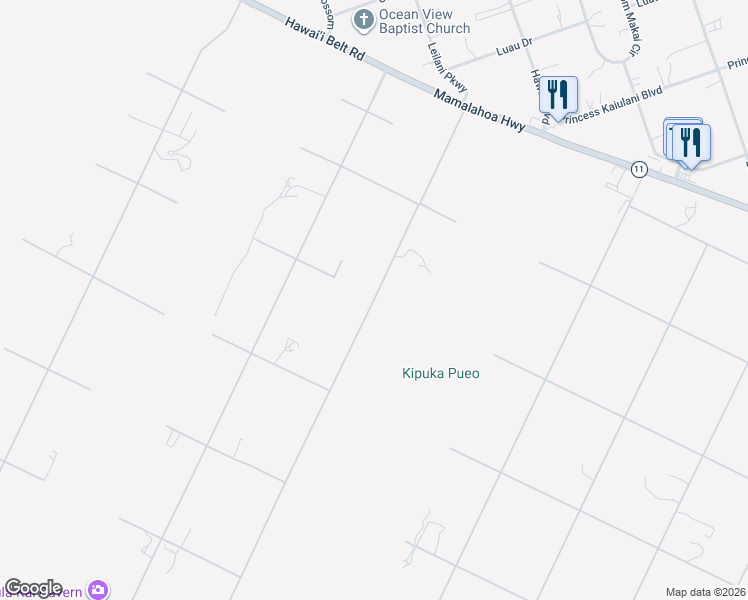 map of restaurants, bars, coffee shops, grocery stores, and more near Leilani Parkway in Ocean View