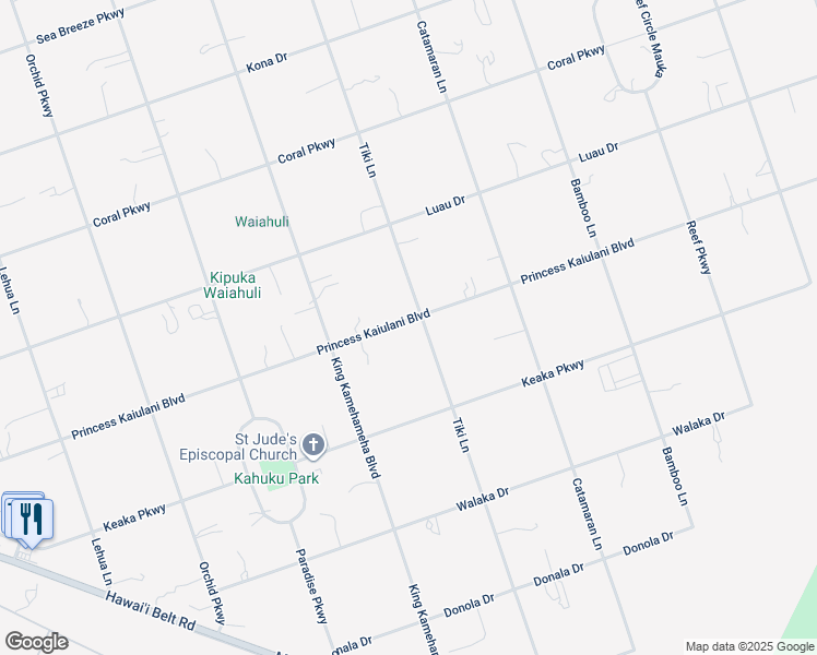 map of restaurants, bars, coffee shops, grocery stores, and more near 92-1700 Princess Kaiulani Boulevard in Ocean View
