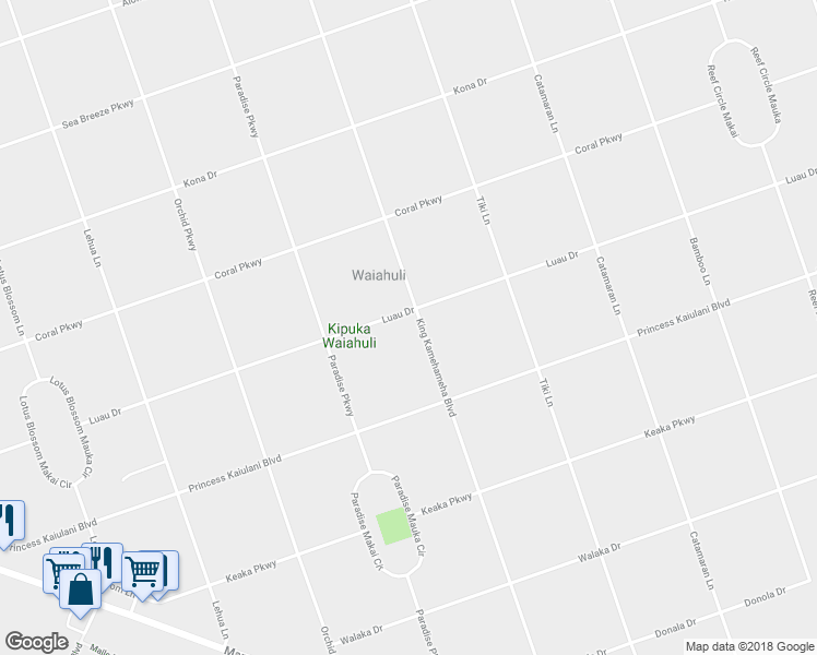 map of restaurants, bars, coffee shops, grocery stores, and more near 92-8643 King Kamehameha Boulevard in Ocean View