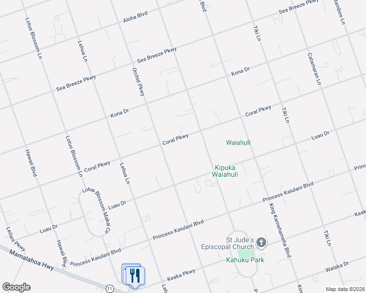 map of restaurants, bars, coffee shops, grocery stores, and more near 92-1684 Coral Parkway in Ocean View