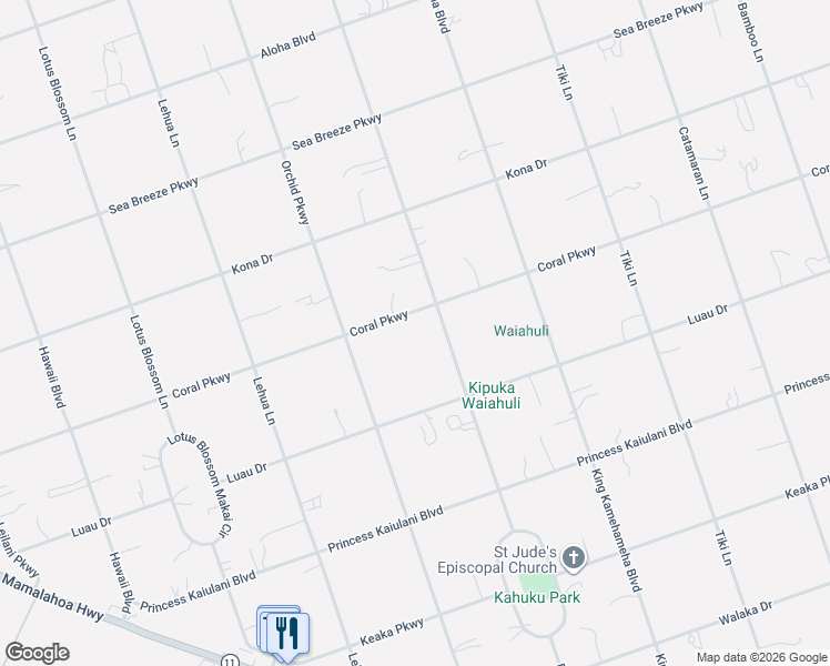 map of restaurants, bars, coffee shops, grocery stores, and more near 92-1684 Coral Parkway in Ocean View