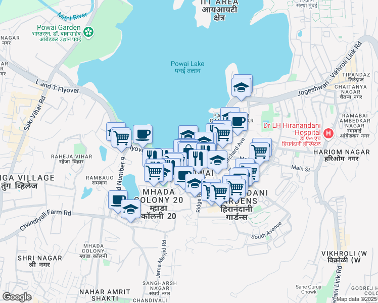 map of restaurants, bars, coffee shops, grocery stores, and more near in Mumbai