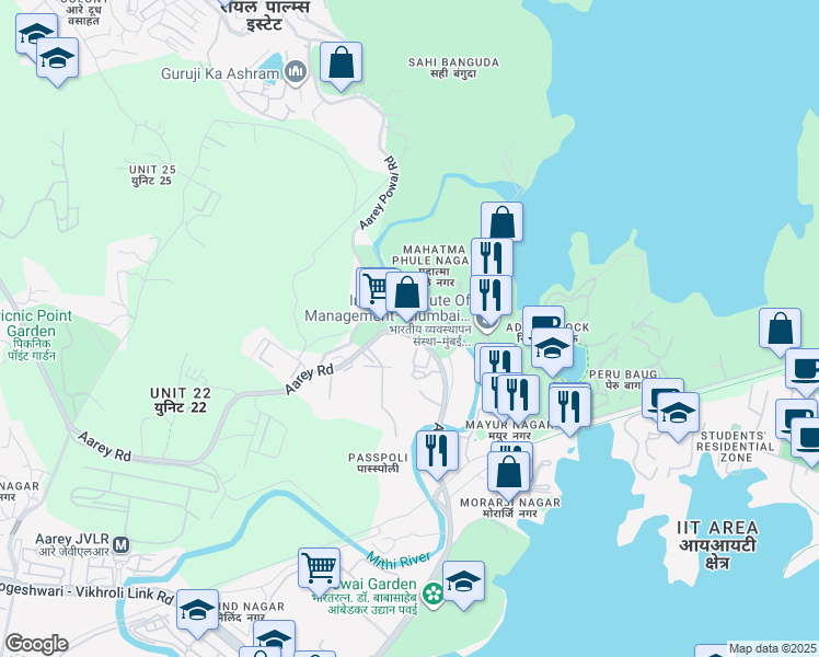 map of restaurants, bars, coffee shops, grocery stores, and more near in Mumbai