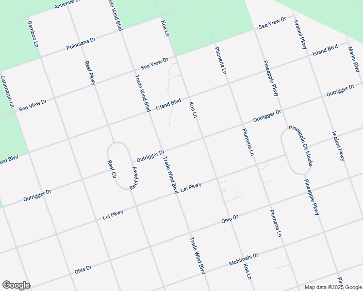 map of restaurants, bars, coffee shops, grocery stores, and more near Outrigger Drive in Ocean View