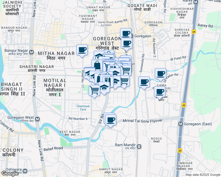 map of restaurants, bars, coffee shops, grocery stores, and more near 8-B Swami Vivekananda Road in Mumbai