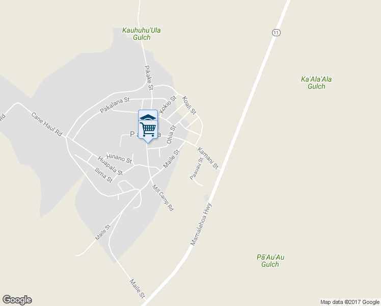 map of restaurants, bars, coffee shops, grocery stores, and more near 96 Kamani Street in Pahala