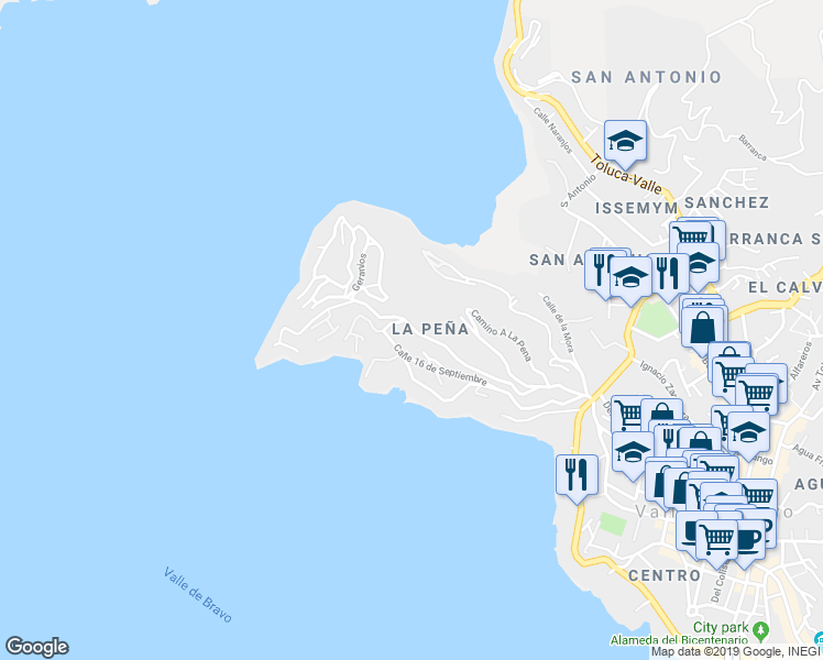 map of restaurants, bars, coffee shops, grocery stores, and more near 147 Calle Del Bosque in La Peña