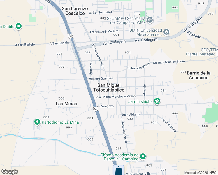 map of restaurants, bars, coffee shops, grocery stores, and more near in San Miguel Totocuitlapilco