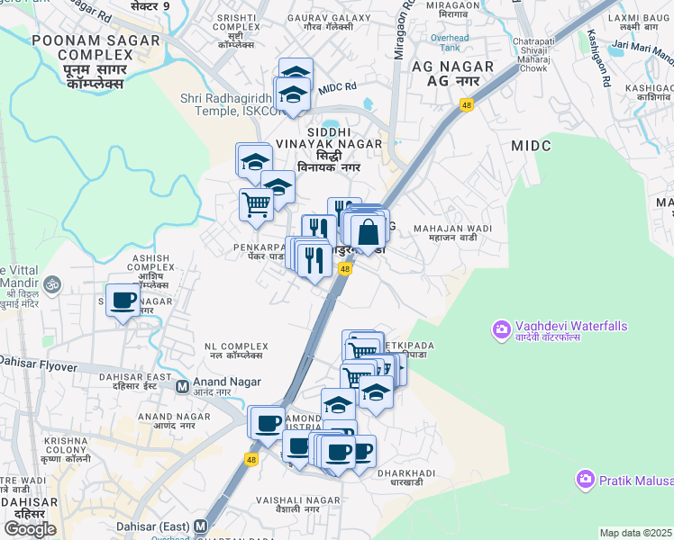 map of restaurants, bars, coffee shops, grocery stores, and more near On Western Express Highway in Mira Bhayandar
