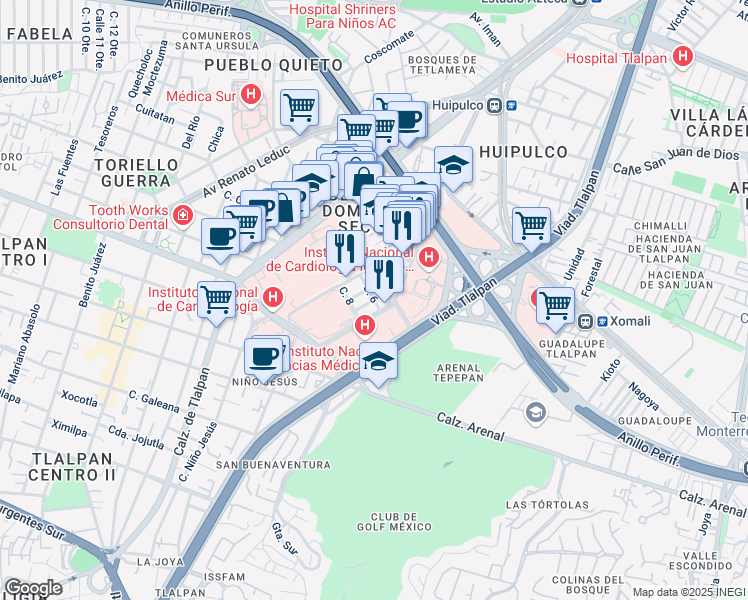 map of restaurants, bars, coffee shops, grocery stores, and more near 15 in Mexico City