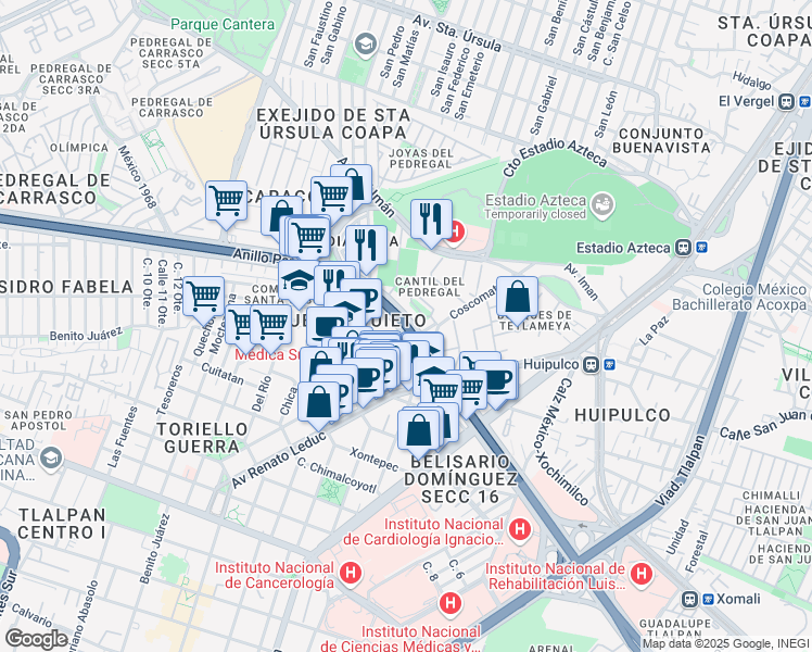 map of restaurants, bars, coffee shops, grocery stores, and more near Anillo Periférico (Blvd. Adolfo López Mateos) in Ciudad de México