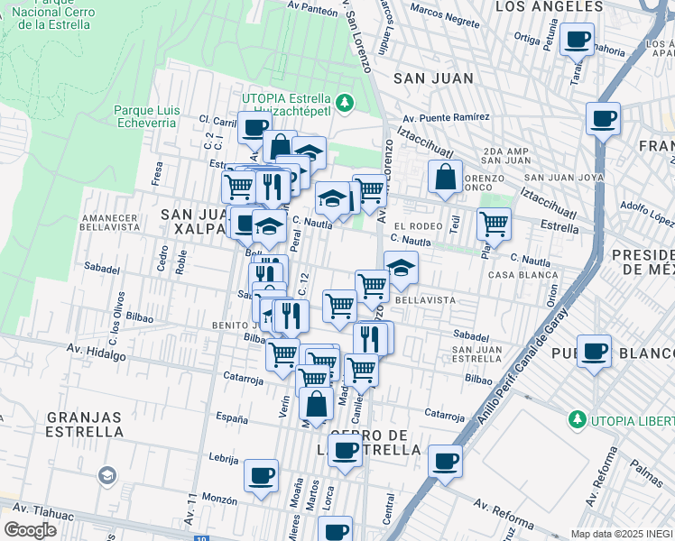 map of restaurants, bars, coffee shops, grocery stores, and more near 520 Bellavista in Ciudad de México