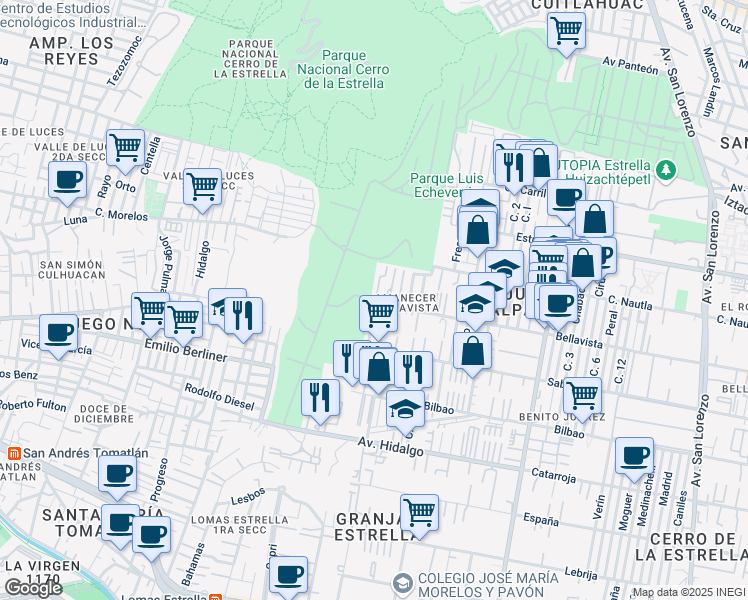 map of restaurants, bars, coffee shops, grocery stores, and more near 520 Bellavista in Ciudad de México