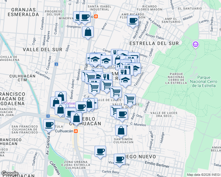 map of restaurants, bars, coffee shops, grocery stores, and more near 5 de Mayo in Ciudad de México
