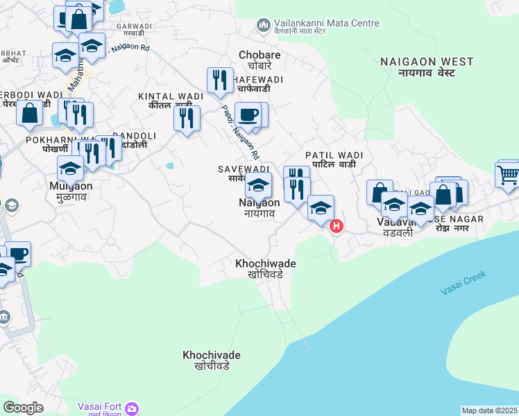 map of restaurants, bars, coffee shops, grocery stores, and more near in Naigaon