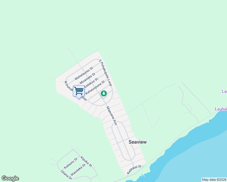 map of restaurants, bars, coffee shops, grocery stores, and more near 12-230 East Pohakupele Loop in Pāhoa