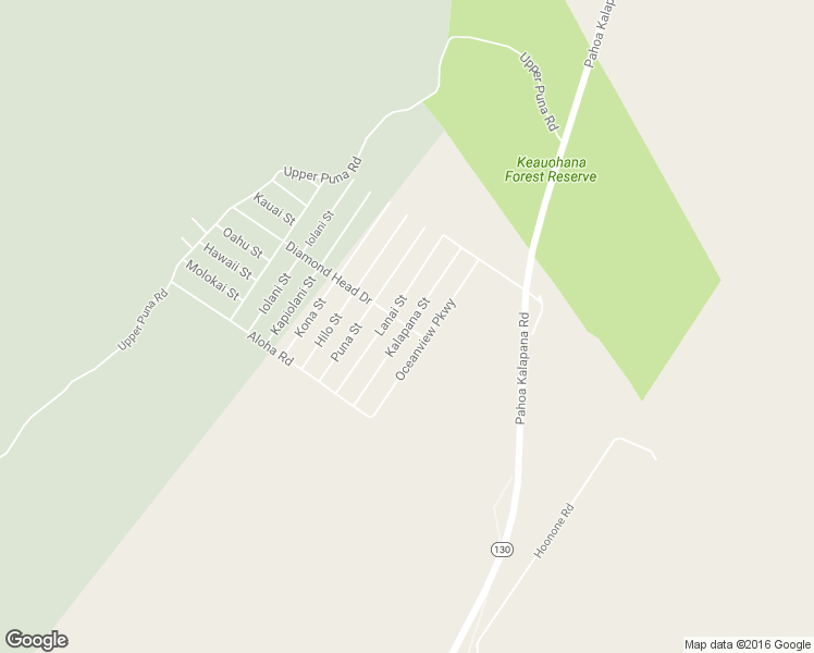 map of restaurants, bars, coffee shops, grocery stores, and more near Kalapana Street in Pāhoa