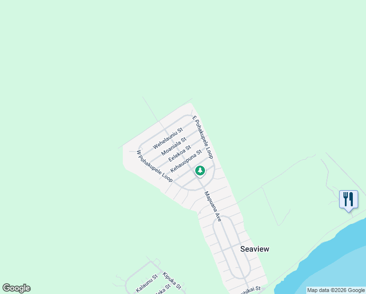 map of restaurants, bars, coffee shops, grocery stores, and more near 12-7034 Eelekoa Street in Pāhoa