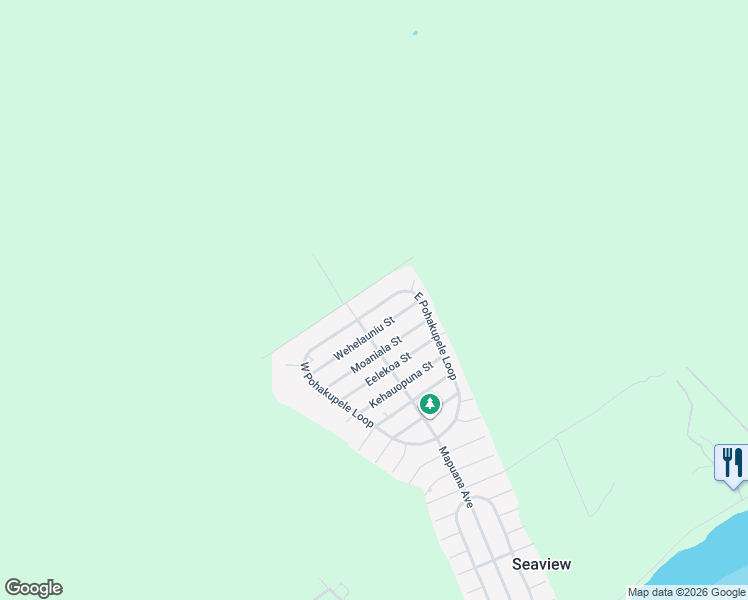 map of restaurants, bars, coffee shops, grocery stores, and more near 12-6989 Kamoamoa Street in Pāhoa