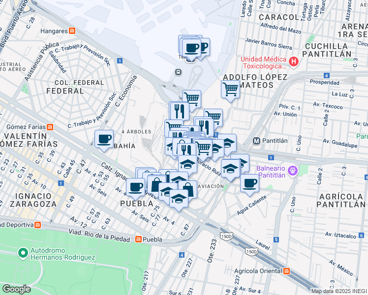 map of restaurants, bars, coffee shops, grocery stores, and more near in Ciudad de México