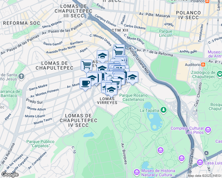 map of restaurants, bars, coffee shops, grocery stores, and more near 106 Calle Felix Berenguer in Ciudad de México
