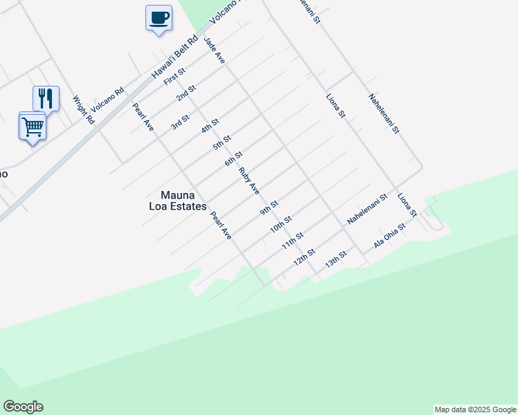 map of restaurants, bars, coffee shops, grocery stores, and more near 11-3844 9th Street in Kailua Kona