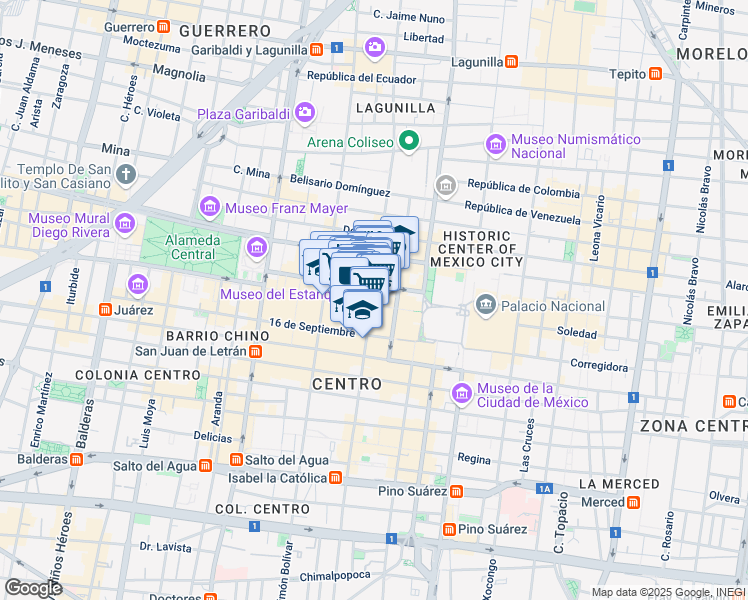 map of restaurants, bars, coffee shops, grocery stores, and more near 24 Calle Isabel la Catolica in Centro