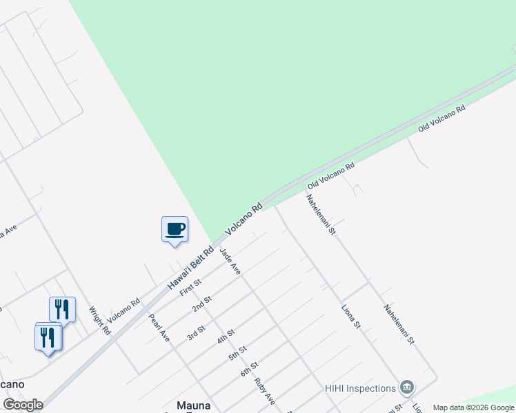 map of restaurants, bars, coffee shops, grocery stores, and more near Mamalahoa Highway in Mountain View