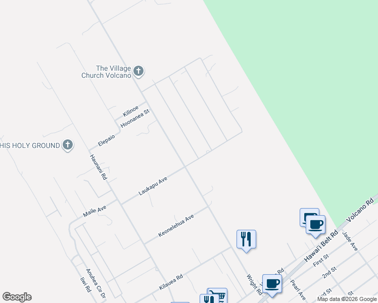map of restaurants, bars, coffee shops, grocery stores, and more near 19-4187 Kekoa Nui Boulevard in Volcano