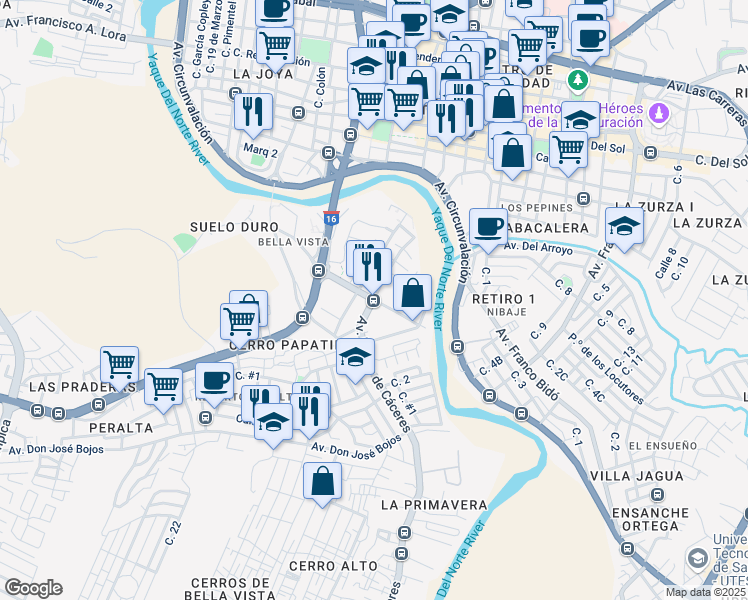 Resultado de imagen de avenida emilio prud homme mapa santiago de los caballeros