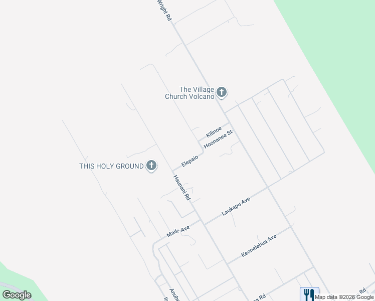 map of restaurants, bars, coffee shops, grocery stores, and more near 19-3976 Elepaio in Volcano