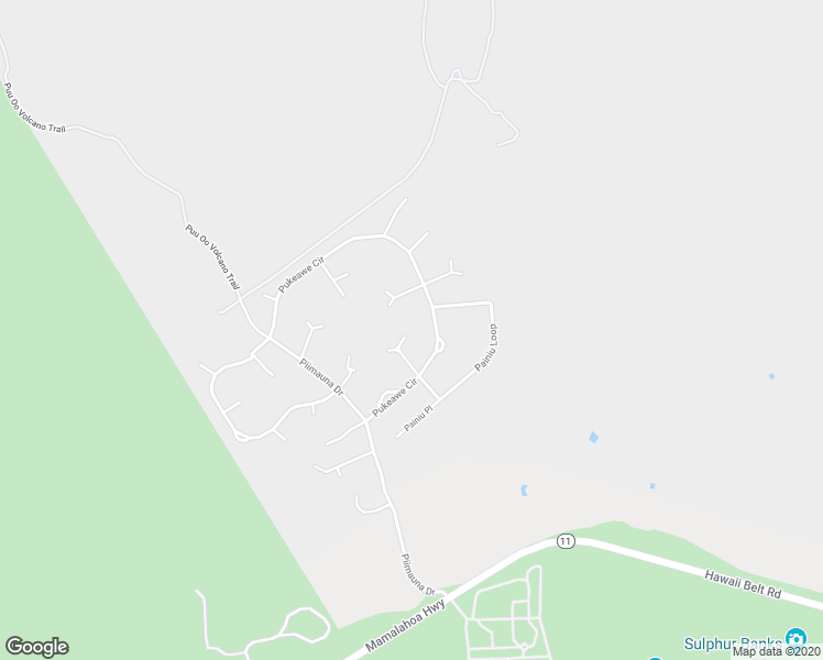 map of restaurants, bars, coffee shops, grocery stores, and more near 99-7736 Uluhe Pl in Volcano