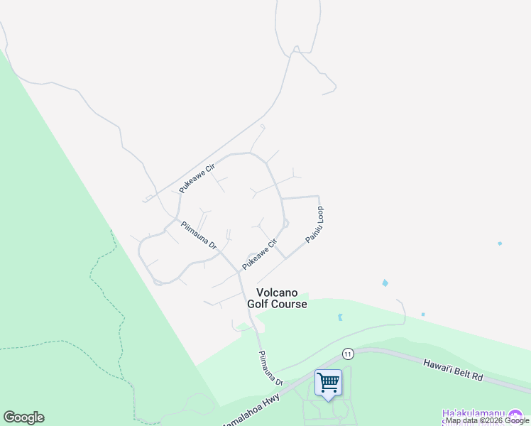 map of restaurants, bars, coffee shops, grocery stores, and more near 99-7736 Uluhe Place in Volcano