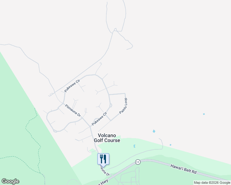 map of restaurants, bars, coffee shops, grocery stores, and more near 99-1846 Painiu Loop in Volcano