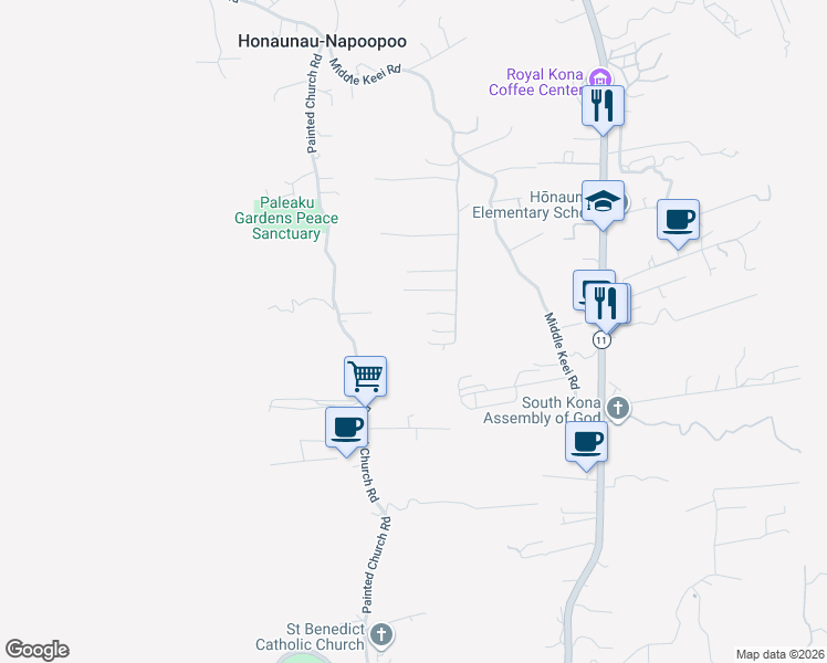map of restaurants, bars, coffee shops, grocery stores, and more near 83-5319 Manako Road in Captain Cook