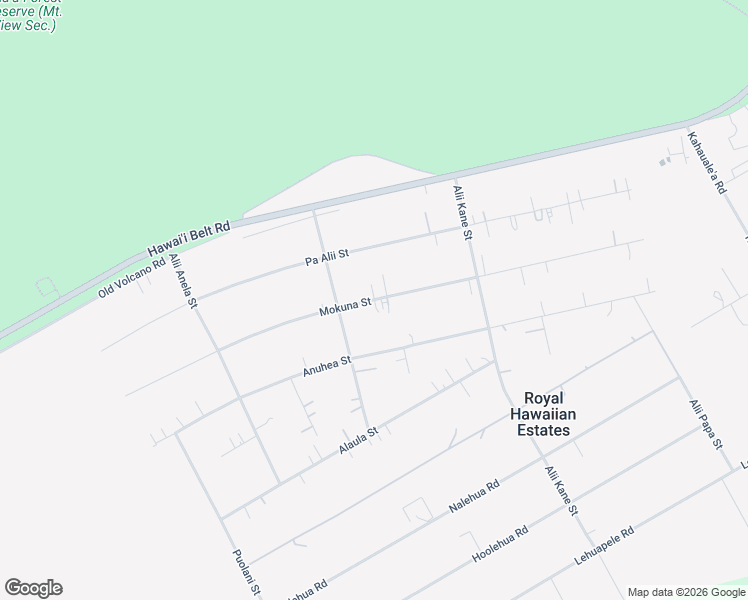 map of restaurants, bars, coffee shops, grocery stores, and more near Mokuna Street in Volcano