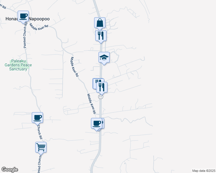 map of restaurants, bars, coffee shops, grocery stores, and more near 83-5324A Mamalahoa Highway in Captain Cook