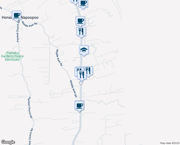 map of restaurants, bars, coffee shops, grocery stores, and more near 83-5324A Mamalahoa Highway in Captain Cook