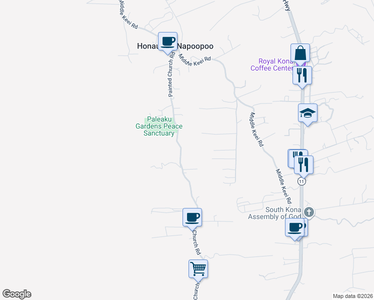 map of restaurants, bars, coffee shops, grocery stores, and more near 835362 A Painted Church Road in Captain Cook