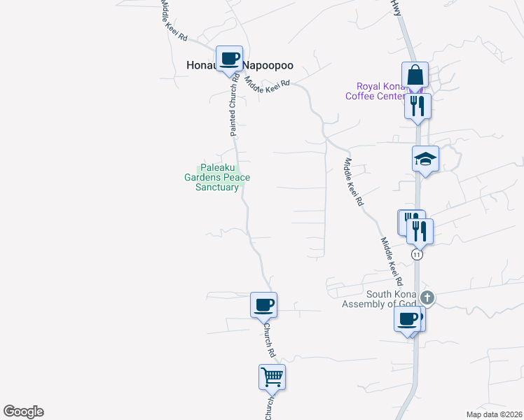 map of restaurants, bars, coffee shops, grocery stores, and more near 835362 A Painted Church Road in Captain Cook