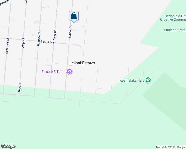 map of restaurants, bars, coffee shops, grocery stores, and more near 13-3580 Luana Street in Pāhoa