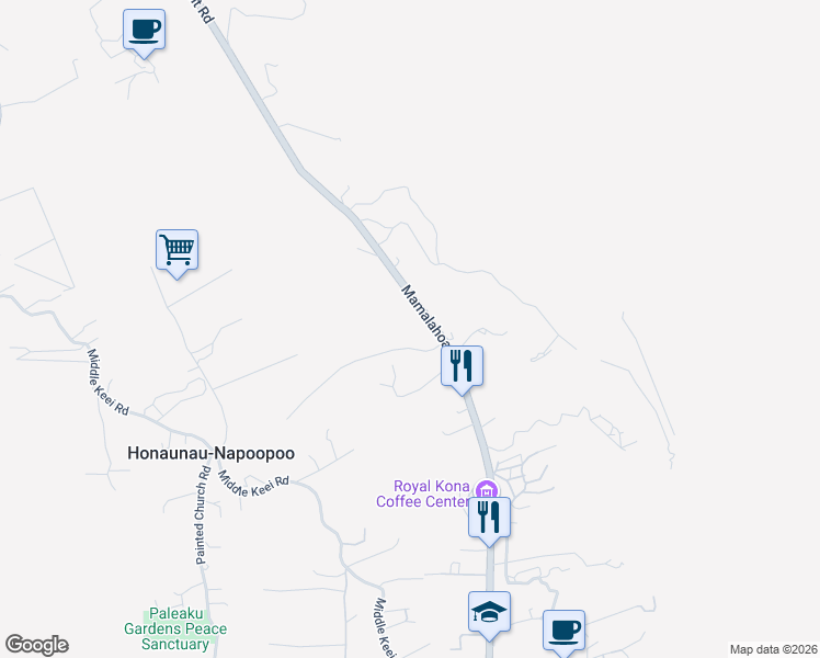 map of restaurants, bars, coffee shops, grocery stores, and more near 83-5531 Mamalahoa Highway in Captain Cook