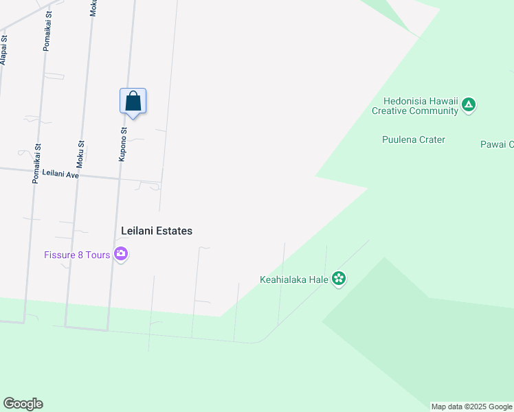 map of restaurants, bars, coffee shops, grocery stores, and more near 13-3490 Hookupu Street in Pāhoa