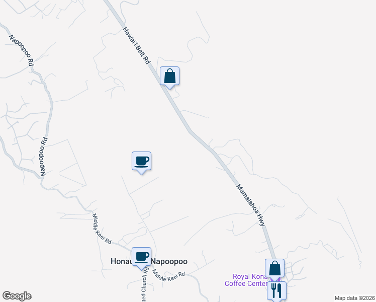 map of restaurants, bars, coffee shops, grocery stores, and more near 83-5621 Mamalahoa Highway in Captain Cook