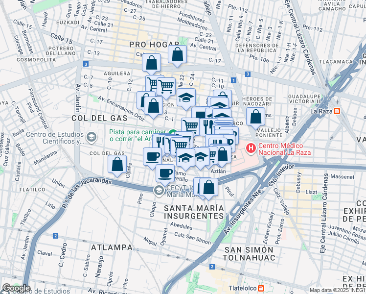 map of restaurants, bars, coffee shops, grocery stores, and more near 589 Olivo in Ciudad de México